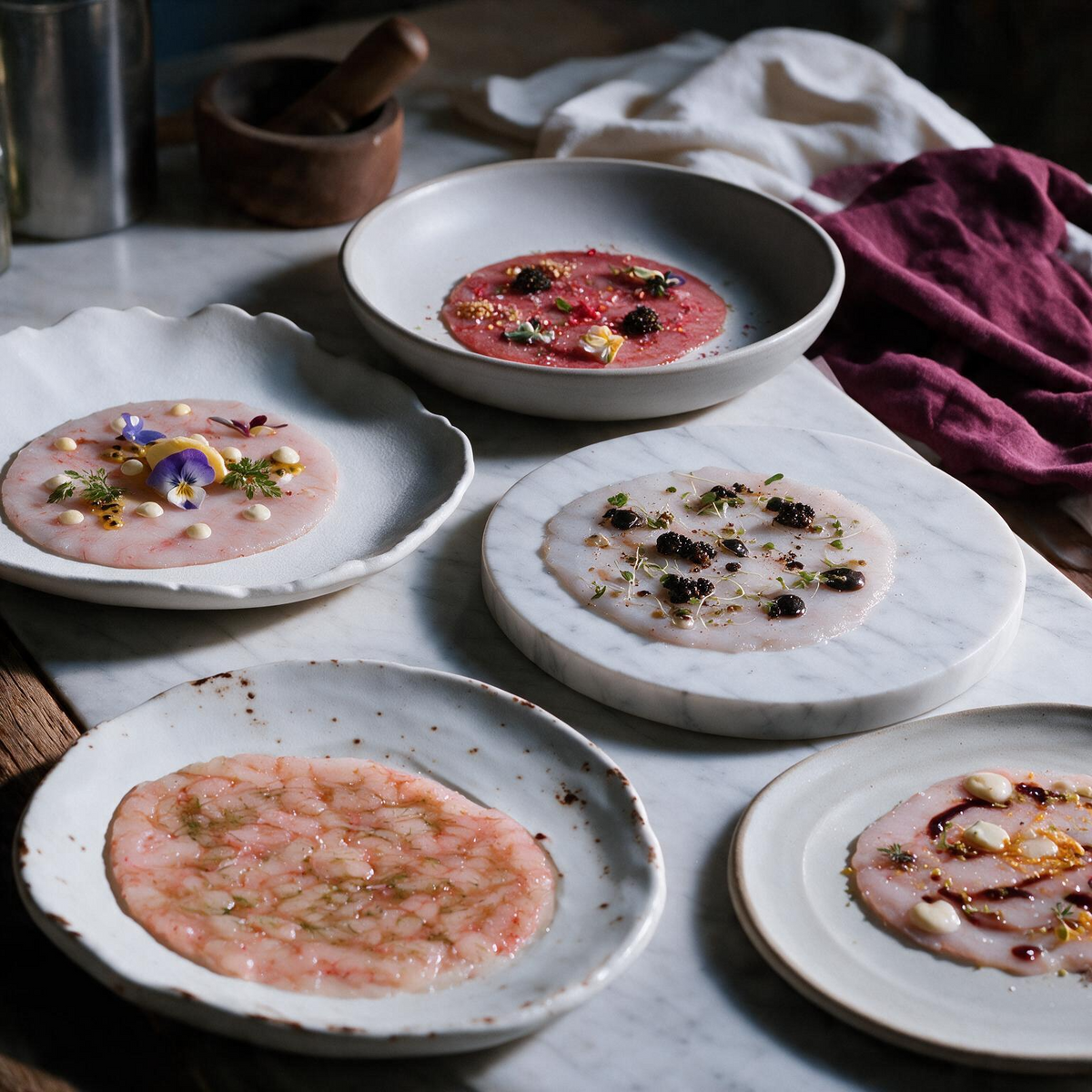 Carpacci Mix - Scampo, Gambero Rosso di Mazara, Gambero Viola, Gambero Rosa e Chutoro